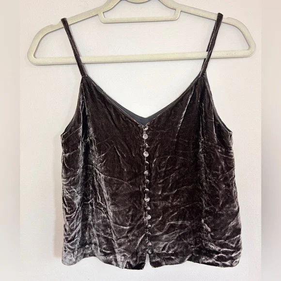 MADEWELL Velvet Button Down Cami Whimsigoth Fairy Grunge Boho Goblincore Size 00 - Picture 3 of 10